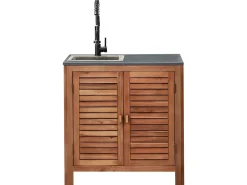 Hot Beliani BRUCOLI Legno d'acacia Marrone/Nero Marrone Argento Grigio Nero