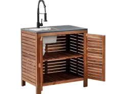 Hot Beliani BRUCOLI Legno d'acacia Marrone/Nero Marrone Argento Grigio Nero