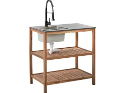 Clearance Beliani BRUCOLI Legno d'acacia Marrone/Nero Marrone Argento Grigio Nero