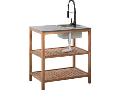 Clearance Beliani BRUCOLI Legno d'acacia Marrone/Nero Marrone Argento Grigio Nero