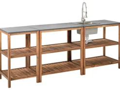New Beliani BRUCOLI Legno d'acacia Marrone/Argento Marrone Argento Grigio