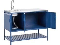 Hot Beliani MAENZA Metallo Blu Blu Argento