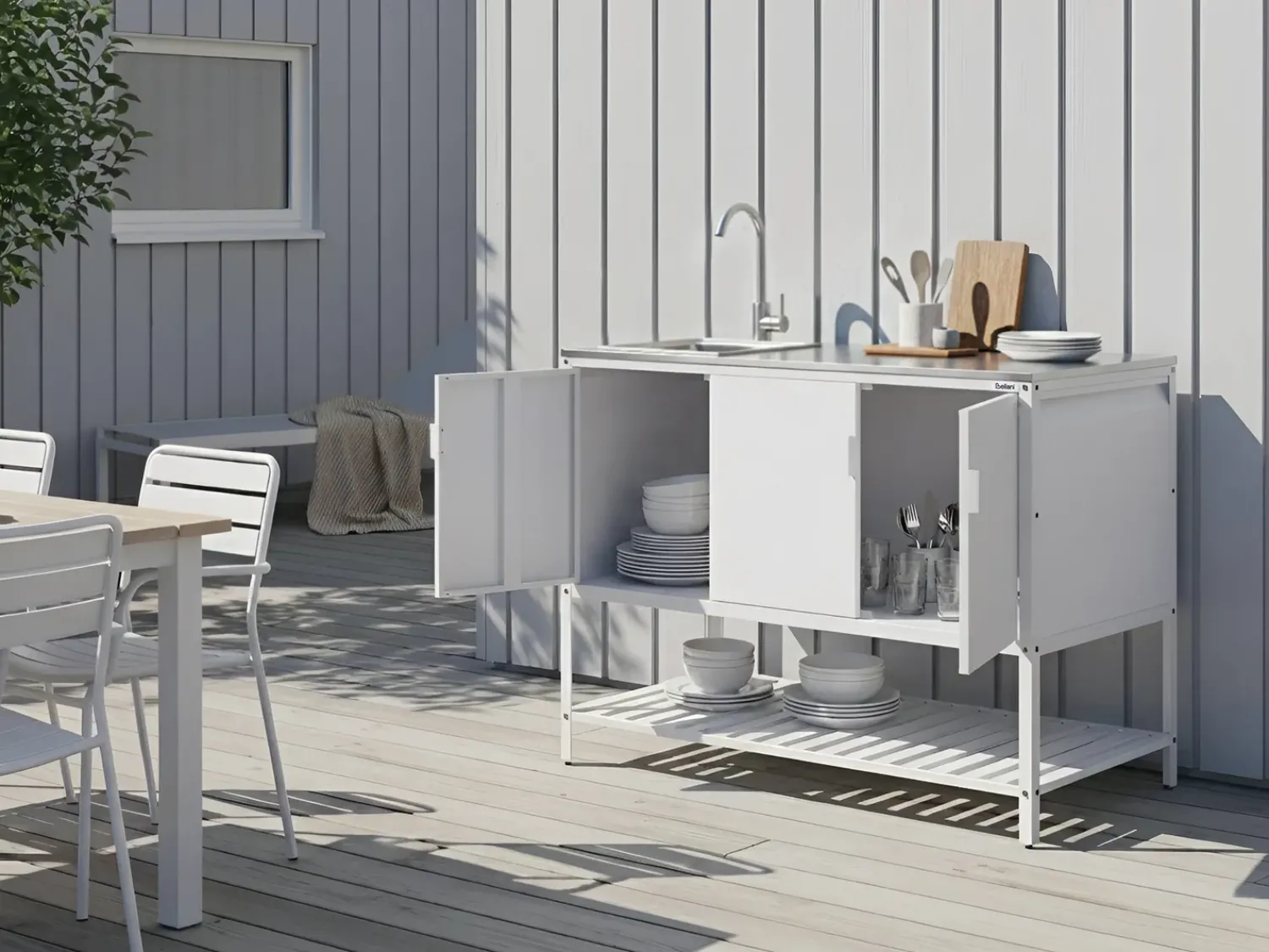 Outlet Beliani MAENZA Metallo Bianco Bianco Nero