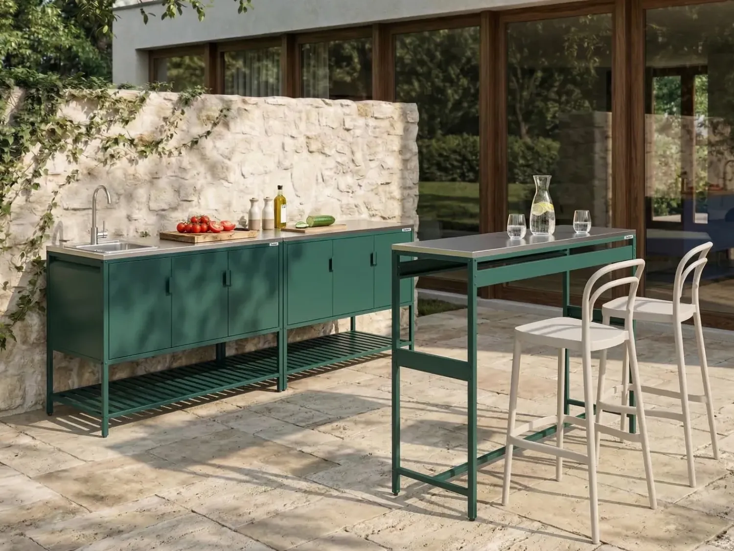 Outlet Beliani MAENZA Metallo Verde Nero Verde