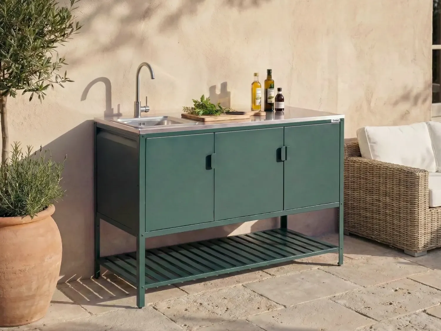 Outlet Beliani MAENZA Metallo Verde Nero Verde