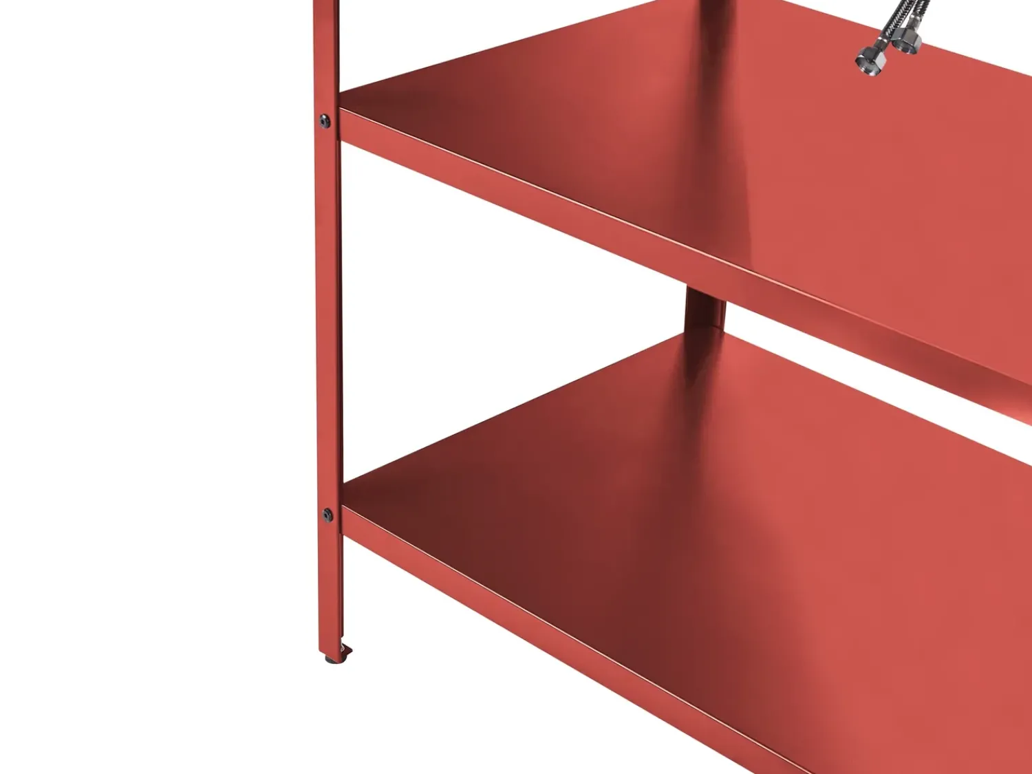 Outlet Beliani Set cucina da esterno elementi con lavello VILAMA Metallo Rosso Argento Rosso
