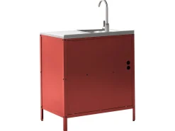 Best Beliani Set cucina da esterno 2 elementi con lavello VILAMA Metallo Rosso Argento Rosso