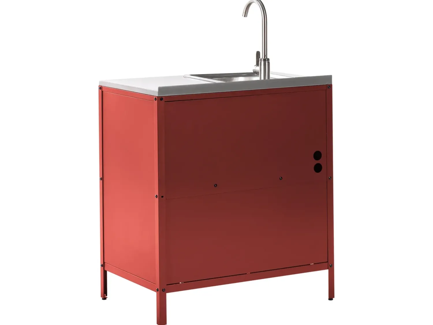 Clearance Beliani Set cucina da esterno elementi con lavello VILAMA Metallo Rosso Argento Rosso