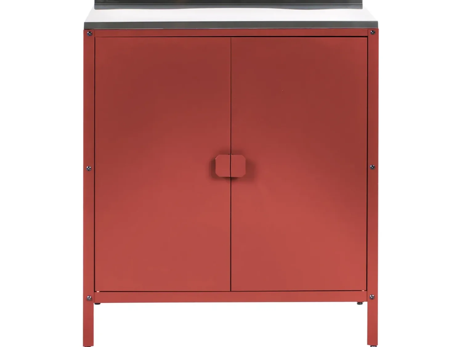 Sale Beliani Set cucina da esterno 4 elementi con lavello VILAMA Metallo Rosso Argento Rosso