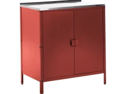 Sale Beliani Set cucina da esterno 4 elementi con lavello VILAMA Metallo Rosso Argento Rosso