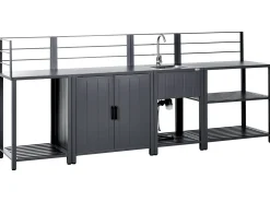 Hot Beliani Set cucina da esterno 4 elementi con lavello VIGGIANO Metallo Grigio grafite Argento Grigio Nero