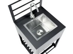 Hot Beliani Set cucina da esterno 4 elementi con lavello VIGGIANO Metallo Grigio grafite Argento Grigio Nero