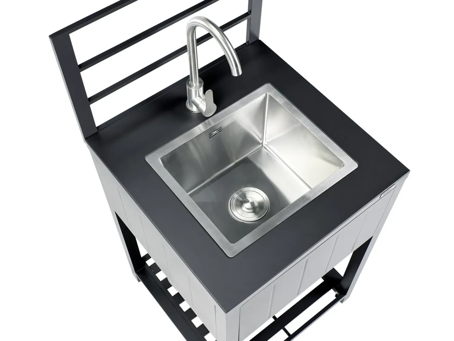 Hot Beliani Set cucina da esterno 4 elementi con lavello VIGGIANO Metallo Grigio grafite Argento Grigio Nero