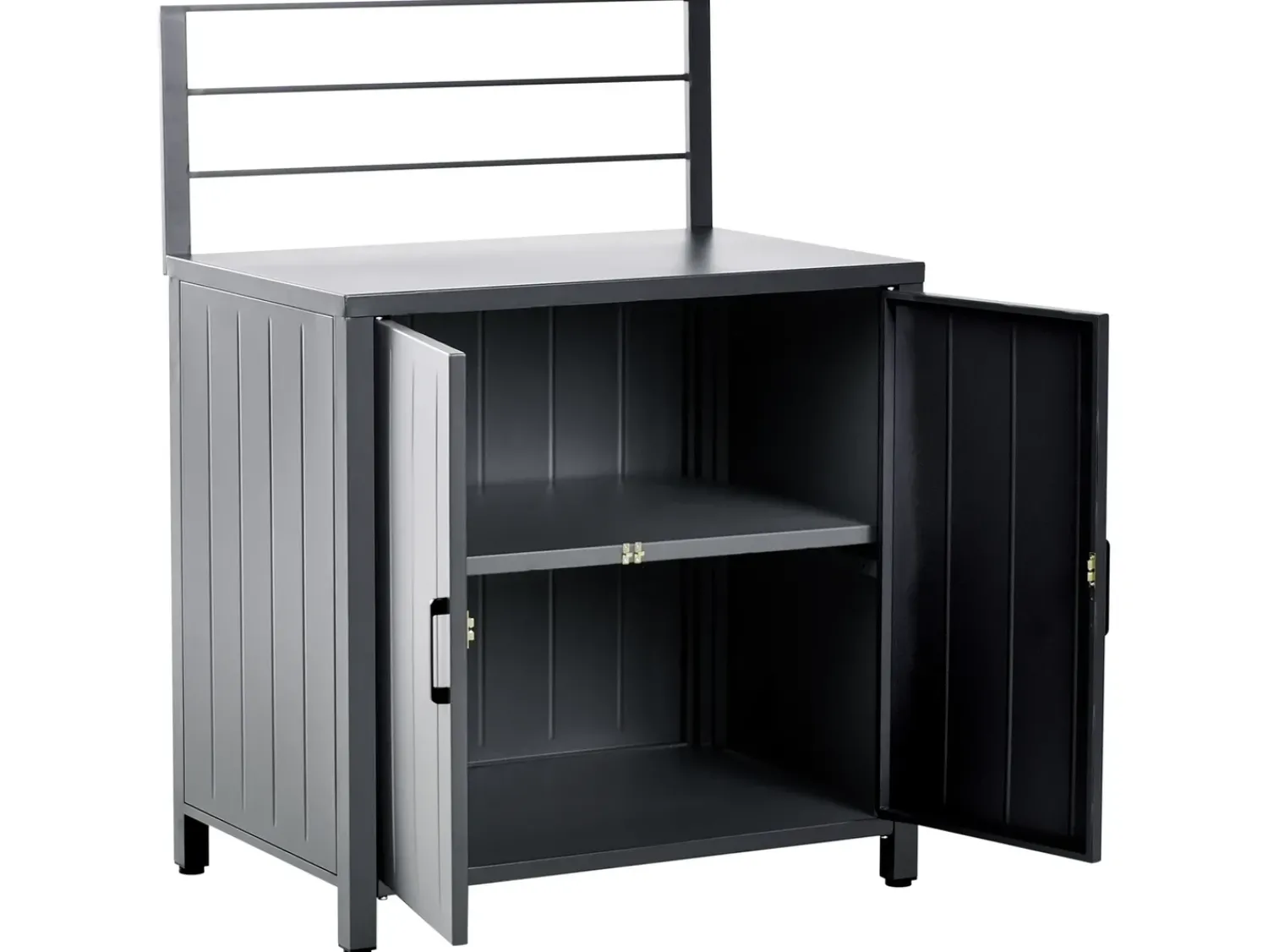 Hot Beliani Set cucina da esterno 4 elementi con lavello VIGGIANO Metallo Grigio grafite Argento Grigio Nero
