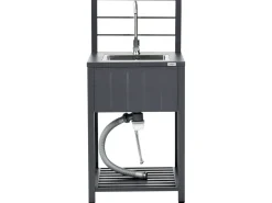 Hot Beliani Set cucina da esterno 4 elementi con lavello VIGGIANO Metallo Grigio grafite Argento Grigio Nero