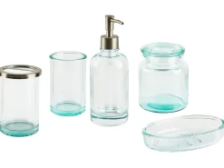 Outlet Beliani Set da 5 accessori per il bagno AMARGA Vetro Verde Verde Argento