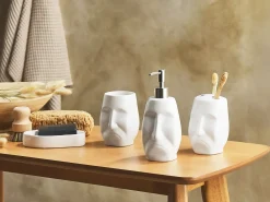 Beliani Set da 4 accessori per il bagno BARINAS Ceramica Bianco