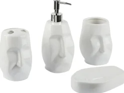 Beliani Set da 4 accessori per il bagno BARINAS Ceramica Bianco