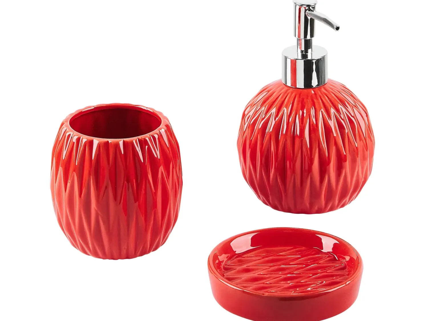 Sale Beliani Set da 3 accessori per il bagno BELEM Ceramica Rosso