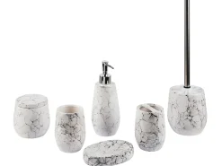 Hot Beliani Set da 6 accessori per il bagno CALLELA Ceramica Bianco Bianco Nero