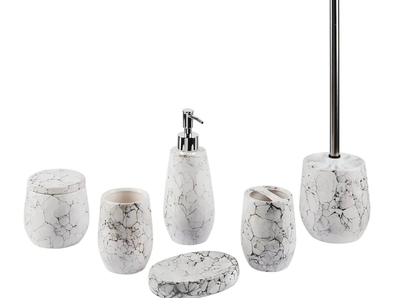 Hot Beliani Set da 6 accessori per il bagno CALLELA Ceramica Bianco Bianco Nero