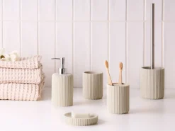 Online Beliani Set da 5 accessori per il bagno CAMANA Beige chiaro Beige Argento