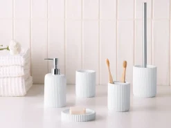 Outlet Beliani Set da 5 accessori per il bagno CAMANA Bianco Bianco Argento