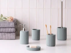 New Beliani Set da 5 accessori per il bagno CAMANA Grigio chiaro Argento Grigio
