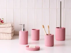 Discount Beliani Set da 5 accessori per il bagno CAMANA Rosa Rosa Argento
