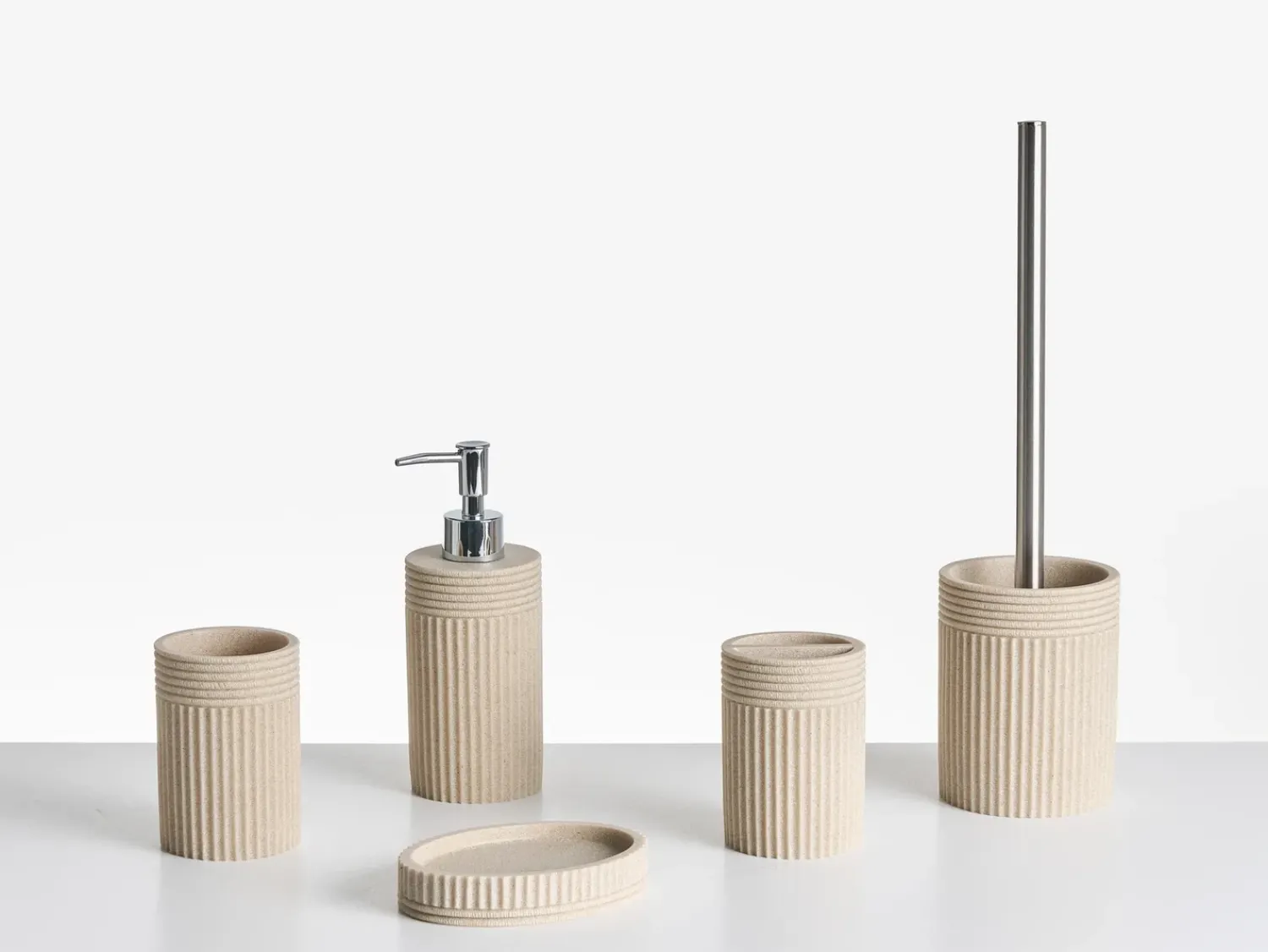 Clearance Beliani Set da 5 accessori per il bagno CHANCAY chiaro Beige