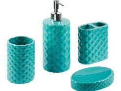 Best Beliani Set da 4 accessori per il bagno GUATIRE Ceramica Turchese Blu