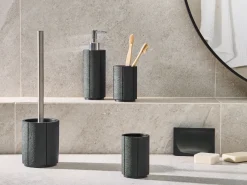 Best Beliani Set da 5 accessori per il bagno HUALLAGA Nero Argento Nero