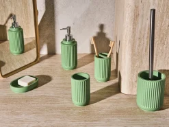 Online Beliani Set da 5 accessori per il bagno HUARMEY Verde