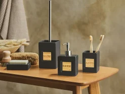 Sale Beliani Set da 4 accessori per il bagno KOUROU Ceramica Nero Marrone Nero