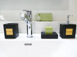 Sale Beliani Set da 4 accessori per il bagno KOUROU Ceramica Nero Marrone Nero
