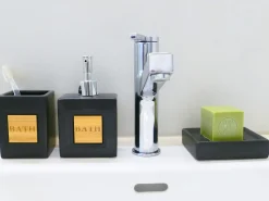 Sale Beliani Set da 4 accessori per il bagno KOUROU Ceramica Nero Marrone Nero