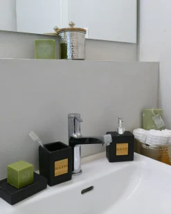 Sale Beliani Set da 4 accessori per il bagno KOUROU Ceramica Nero Marrone Nero