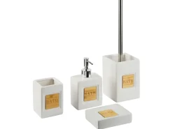 Outlet Beliani Set da 4 accessori per il bagno KOUROU Ceramica Beige Beige Marrone