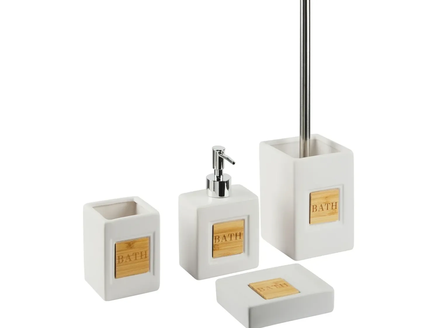 Outlet Beliani Set da 4 accessori per il bagno KOUROU Ceramica Beige Beige Marrone