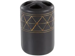 New Beliani Set da 5 accessori per il bagno LANCO Ceramica Nero Oro Nero