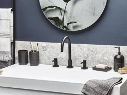 New Beliani Set da 5 accessori per il bagno LANCO Ceramica Nero Oro Nero