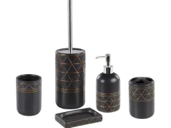 New Beliani Set da 5 accessori per il bagno LANCO Ceramica Nero Oro Nero