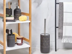 New Beliani Set da 5 accessori per il bagno LANCO Ceramica Nero Oro Nero