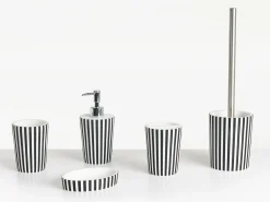 Hot Beliani Set da 5 accessori per il bagno LIRCAY Nero/Bianco Bianco Nero