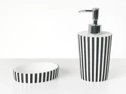 Hot Beliani Set da 5 accessori per il bagno LIRCAY Nero/Bianco Bianco Nero