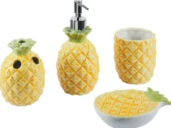 Hot Beliani Set da 4 accessori per il bagno MAICAO Ceramica Giallo Giallo Verde