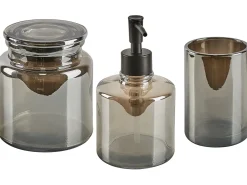 Hot Beliani Set da 3 accessori per il bagno MANAGUA Vetro Grigio Grigio Nero