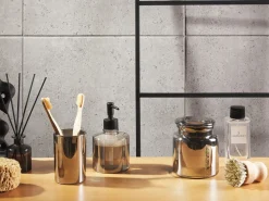 Hot Beliani Set da 3 accessori per il bagno MANAGUA Vetro Grigio Grigio Nero