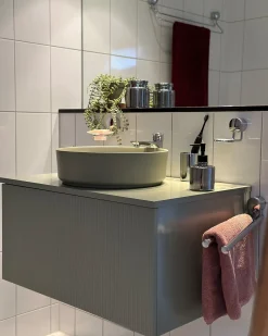 Hot Beliani Set da 3 accessori per il bagno MANAGUA Vetro Grigio Grigio Nero