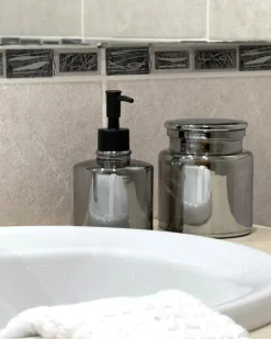 Hot Beliani Set da 3 accessori per il bagno MANAGUA Vetro Grigio Grigio Nero